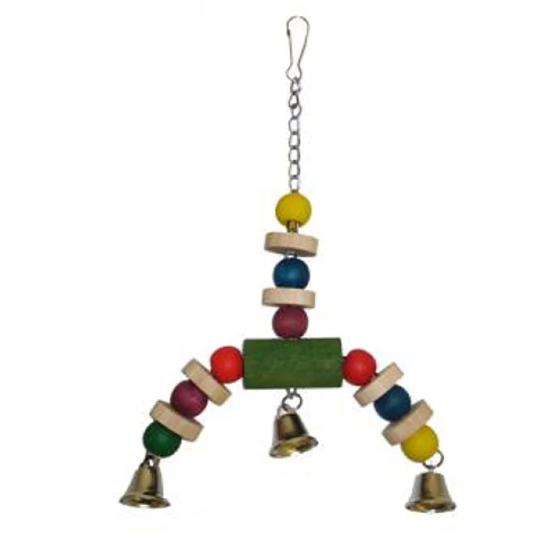 Happy Pet Jingler Wooden Disc, Bead & Bell Parrot Toy