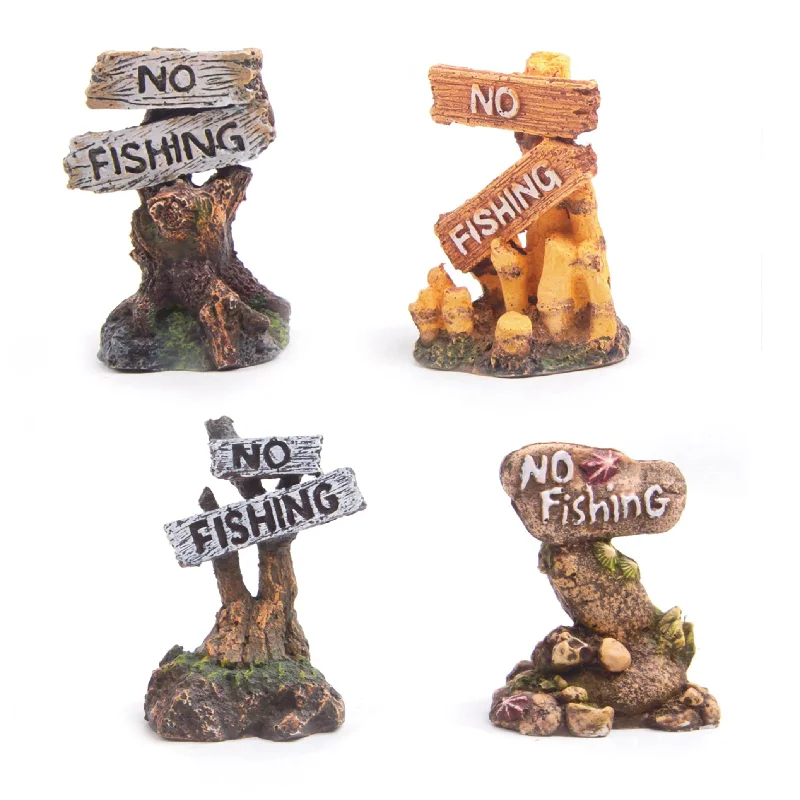 Kazoo No Fishing Sign Assorted Fish Tank Ornament