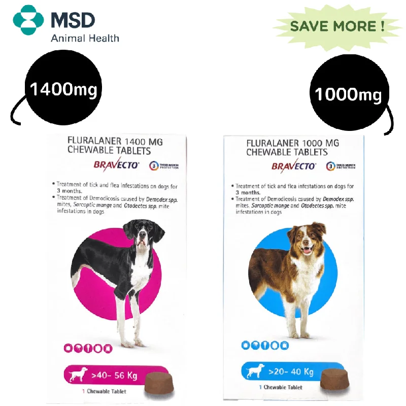 MSD Animal Health Bravecto Tablet 20-40 kg and  40-56 kg Combo