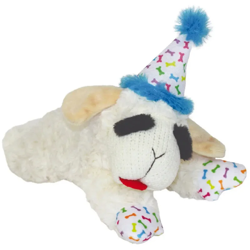 Multipet Lamb Chop w/ Birthday Hat Dog Toys 10.5"