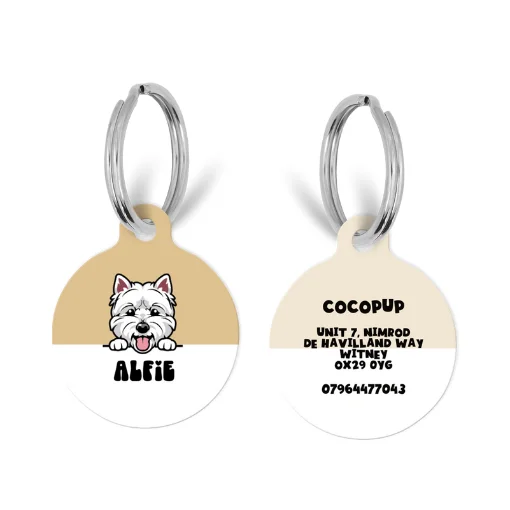 Personalised Dog Cartoon ID Tag - Beige