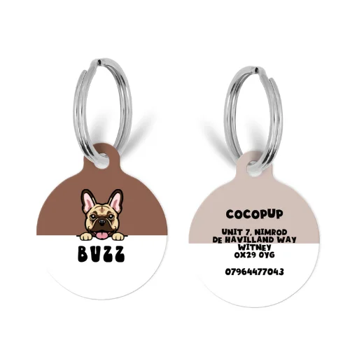 Personalised Dog Cartoon ID Tag - Brown