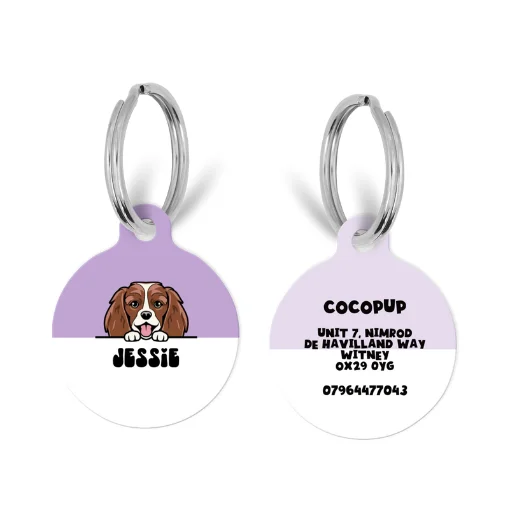 Personalised Dog Cartoon ID Tag - Purple