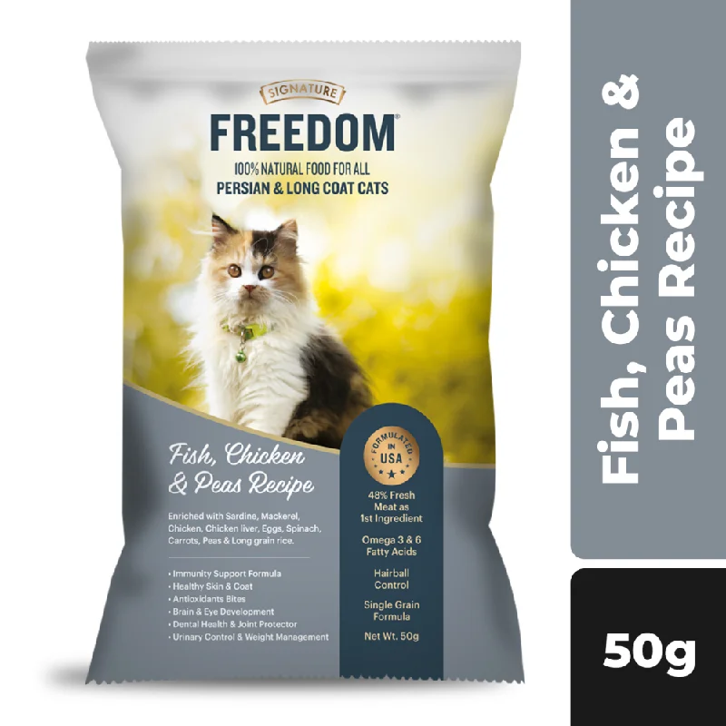 Signature Freedom Fish, Chicken and Peas Recipe Persian Cat Dry Food (50g)