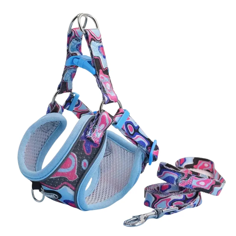 Supet Adjustable Dog Harness and Leash Set (Blue) - Medium