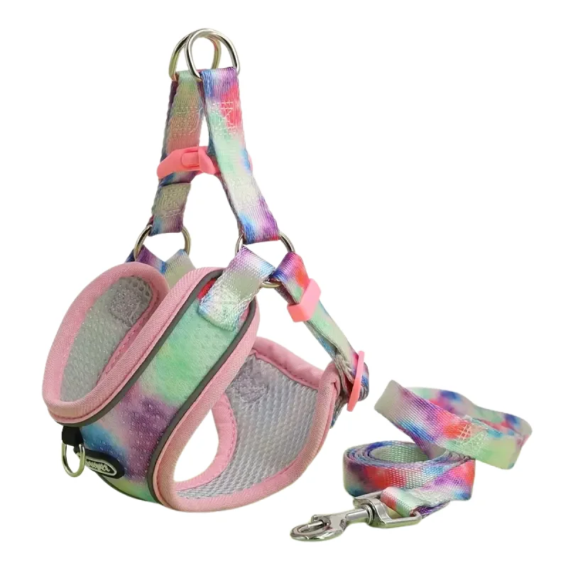 Supet Adjustable Dog Harness and Leash Set (Pink) - Small