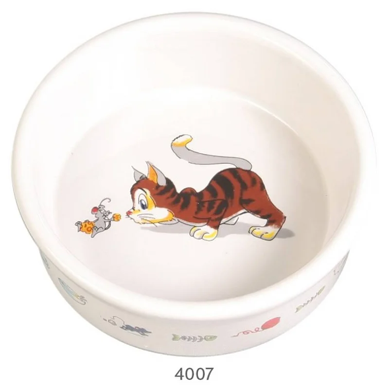 Trixie Ceramic Cat Bowl With Motif White 0.2L 11cm