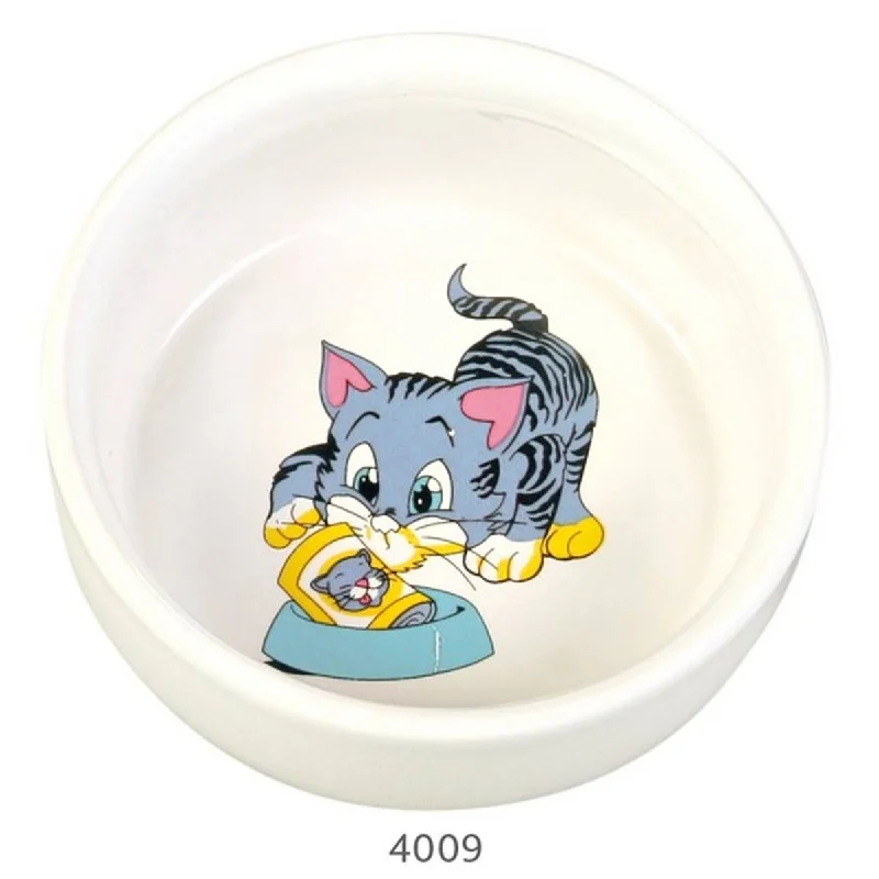 Trixie Ceramic Cat Bowl With Motif White 0.3L 11cm