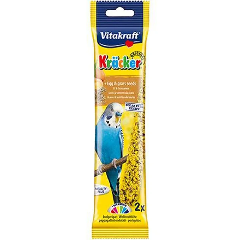 Vitakraft Kracker Budgie Treat Sticks (2 Pack) - Egg & Grass Seed