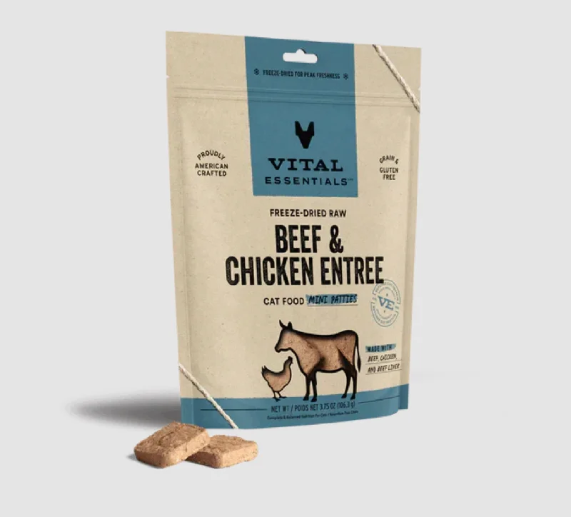 VITAL ESSENTIALS Freeze-Dried Beef & Chicken Mini Patties, 226g (8oz)